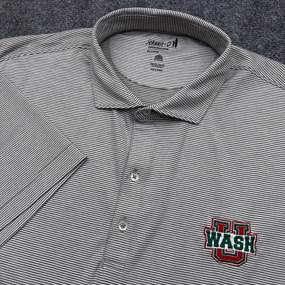 johnnie-O Lyndonn Performance Polo Men's XL Meteor Striped WashU in St. Louis
